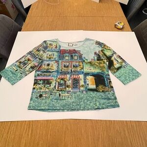 Charming Long Sleeve woman’s shirt with Scenic Print